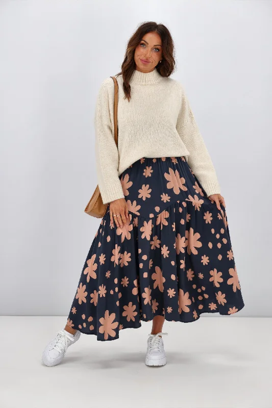 Fria Amara Winter Bloom Flyer Skirt Charcoal