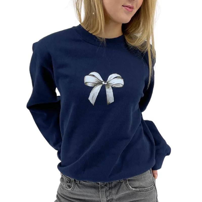 BOW (hvid) SWEATSHIRT - NAVY