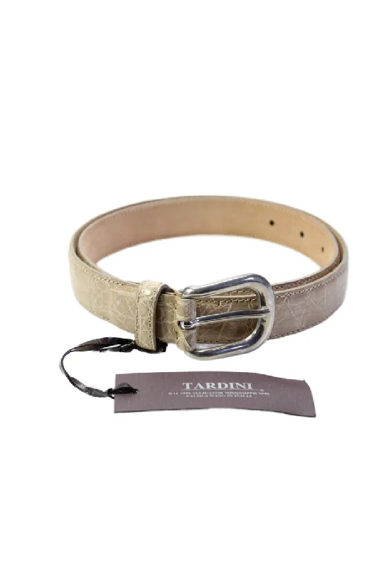 Tardini Womens Light Brown Genuine American Alligator Leather 1" Belt