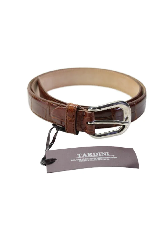 Tardini Womens Port Rust Genuine American Alligator Skin Leather 1" Belt