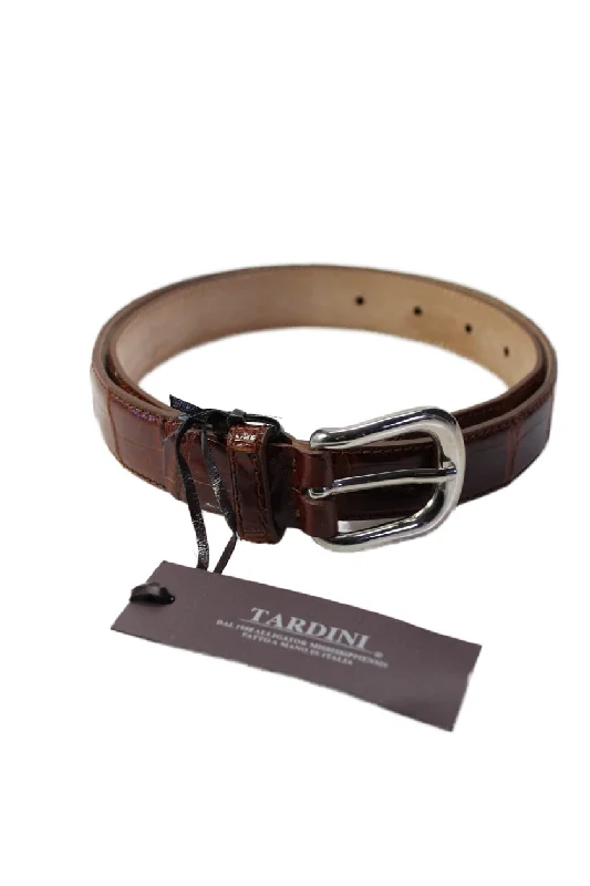 Tardini Womens Port Rust Genuine American Alligator Skin Leather 1" Belt