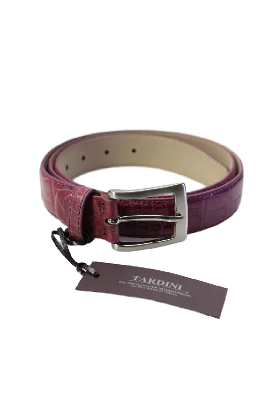 Tardini Womens Purple Genuine American Alligator Leather 1 1/8" Belt