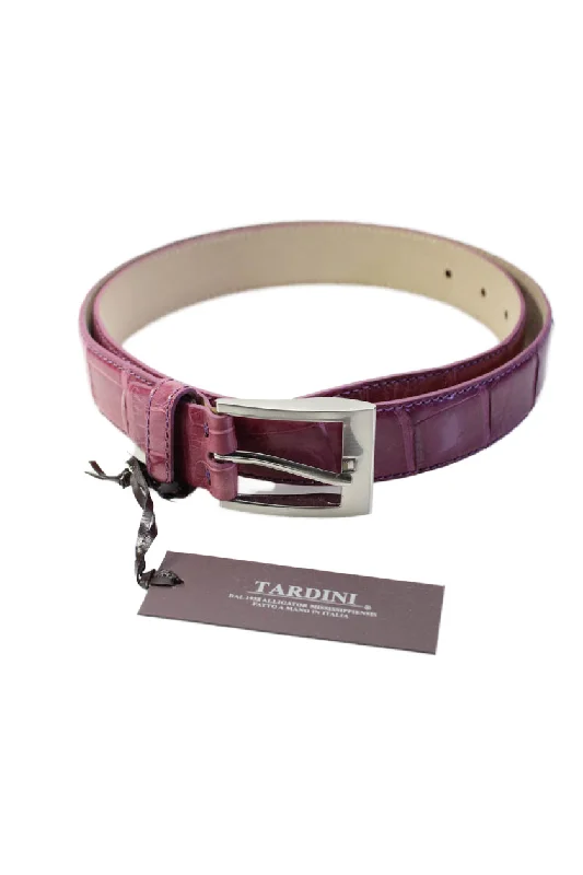 Tardini Womens Purple Genuine American Alligator Leather 1 1/8" Belt