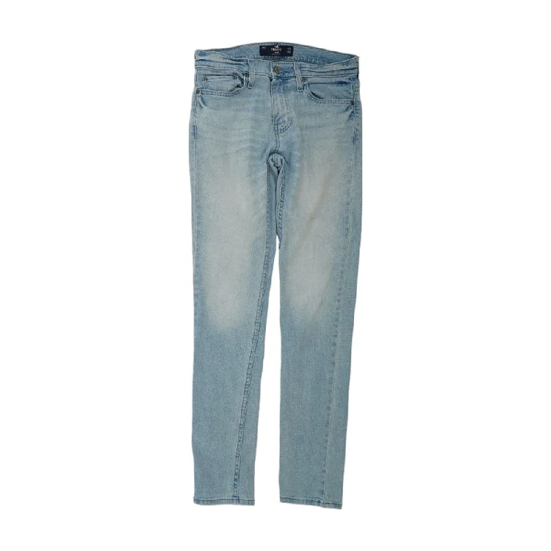 Blue Solid Mid Rise Skinny Leg Jeans