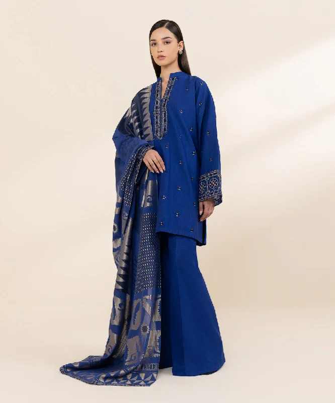 3 Piece - Embroidered Khaddar Suit