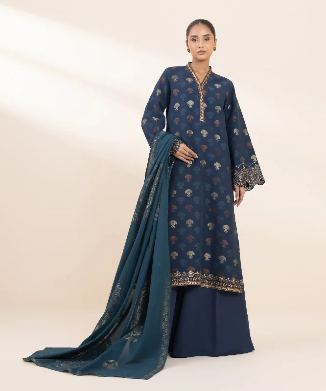 3 Piece - Embroidered Jacquard Suit